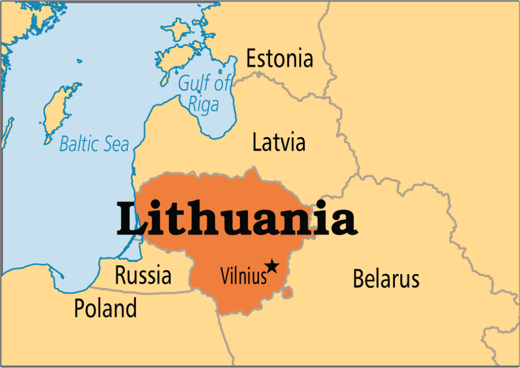 リトアニアと首都ビリニュスの地図